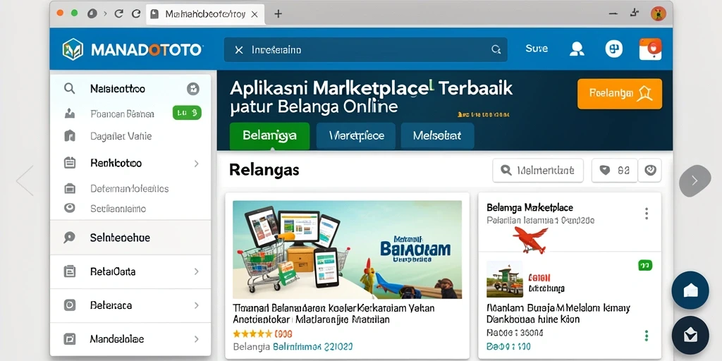 Tampilan antarmuka aplikasi MANADOTOTO yang ramah pengguna untuk belanja online.