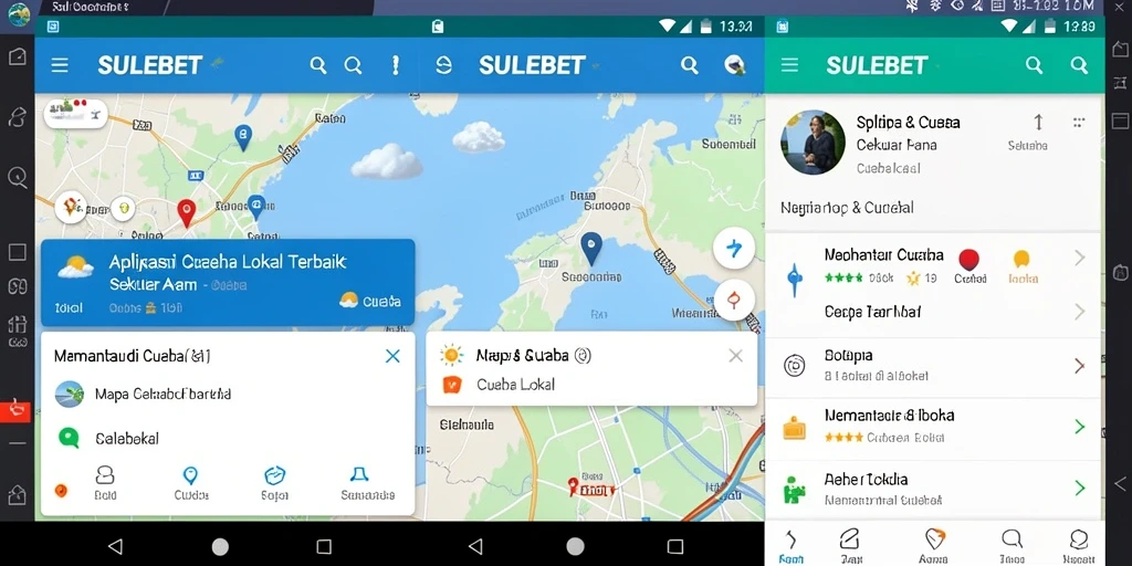 Antarmuka aplikasi SULEBET menampilkan berbagai informasi cuaca lokal.