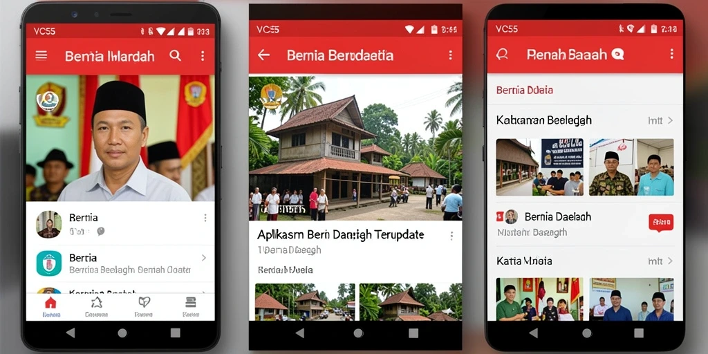 Antarmuka aplikasi VC55 menampilkan berita daerah terkini dengan jelas.
